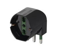 Vimar RI.00305 Adaptateur Simple SICURY 250 V~ décalé - Max 1500 W, fiche 2P+T 16 A Standard Italien Type S17, Une Prise 2P+T 16 A Universelle Standard Italienne Type P40 à 90°, Noir, Noir
