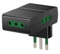 VIMAR RI.00310 Adaptateur multiple peu encombrant SICURY 250 V, petite prise 10 Type S11, trois prises 2P+T 10A Standard Italien, noir