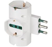 VIMAR RI.00315.B Adaptateur électrique Multiple décalé Vertical, 3 Prises universelles avec Protection Enfant Sicury, fiche Standard Italienne Type S17 2P+T 16A