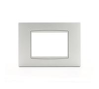 Vimar Série Eikon - Plaque Classique 3 Modules Métal Verni Eikon Argent Mat, pour interrupteur et prise