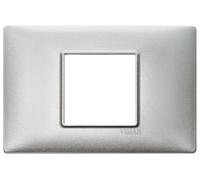 VIMAR série plat - Plaque 2 module central Metal Argent métallisé