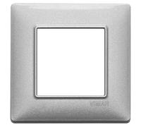 VIMAR série plat - Plaque 2 module métal argent métallisé