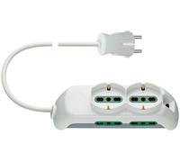 Vimar FP00520.CK.B Prise mobile multiple 16A, 2 sorties SICURY universelle std IT P40, 4 sorties SICURY std IT P17/11, câble 1,5m avec 3 conducteurs, fiche 16A std DE, puissance max 3680W, blanc