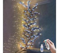 VIMAZ Guirlande lumineuse murale à DEL en forme de branche d'arbre de cerisier bleue, 8 modes avec 48 LED, télécommande, minuterie, guirlande lumineuse LED en fleur de cerisier, décorations pour