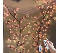 VIMAZ Guirlande lumineuse murale à DEL en forme de branche de cerisier - 8 modes - 96 LED - Télécommande - Minuteur - Fleurs de cerisier - Décoration pour chambre à coucher, art mural, Noël