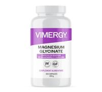 VIMERGY Magnésium Glycinate, 150 Portions, Glycinate de Magnésium | Glycinate doux pour l'estomac, non du malate ou du citrate, avec curcuma et gingembre. Sans gluten, sans OGM.