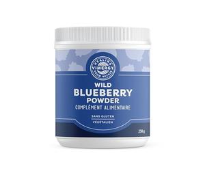 Vimergy Poudre de Myrtille Sauvage, 62 Portions - Myrtille Sauvage - Poudre de Myrtille Faites Avec Myrtilles Entières - Complément Végan - sans Sucre Ajouté ni Additifs - Sans OGM ni Gluten (250g)