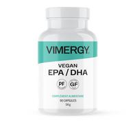 VIMERGY Vegan EPA DHA, 90 Gélules, Oméga 3 | Acides gras d'origine végétale, formulés sans gélatine. Sans OGM, casher et sans gluten.