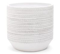 Vimin Box Grand et élégant vase en terre cuite | Vase décoratif moderne pour plantes, fleurs, plantes succulentes, petits arbres | d'intérieur ou d'extérieur. (blanc/gris, Ø35 - h.32 cm)