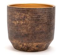 Vimin Box Grand et élégant vase en terre cuite | Vase décoratif moderne pour plantes, fleurs, plantes succulentes, petits arbres | pour l'intérieur ou l'extérieur. (Marron/or, Ø35 - h.32 cm)