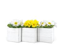 Vimin Box Lot de 3 mini cassettes carrées 10 x 10 x 10 cm | pots pour plantes succulentes avec intérieur en plastique | jardinières d'intérieur et d'extérieur (blanc)