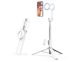 vimitty Perche à selfie magnétique avec télécommande, trépied de téléphone de 137,2 cm compatible avec MagSafe, compatible avec iPhone 12/13/14/15, étui Magsafe et autres téléphones avec anneau en