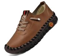 Vimlo Chaussures orthopédiques for Femmes, Mocassins à Fond Plat antidérapant à tête Ronde, Mocassins en Cuir Souple à Tendon de bœuf, Nouvelle Collection 2024 (Color : Brown, Size : 39)