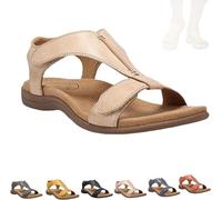 Vimlo Helpseason Sandales orthopédiques confortables for femme, Libiyi Sandales orthopédiques confortables avec soutien de la voûte plantaire, sandales coupe large(Beige,39)