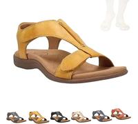 Vimlo Helpseason Sandales orthopédiques confortables for femme, Libiyi Sandales orthopédiques confortables avec soutien de la voûte plantaire, sandales coupe large(Yellow,41)