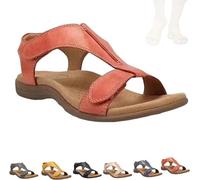 Vimlo Helpseason Sandales orthopédiques confortables for femme, Libiyi Sandales orthopédiques confortables avec soutien de la voûte plantaire, sandales coupe large(Red,42)