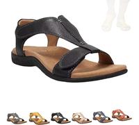 Vimlo Helpseason Sandales orthopédiques confortables for femme, Libiyi Sandales orthopédiques confortables avec soutien de la voûte plantaire, sandales coupe large(Black,42)