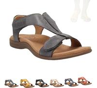 Vimlo Helpseason Sandales orthopédiques confortables for femme, Libiyi Sandales orthopédiques confortables avec soutien de la voûte plantaire, sandales coupe large(Gray,38)