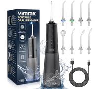 Vimmk Irrigateur oral sans fil, hydropulseur dentaire à eau avec irrigateur dentaire rechargeable étanche IPX7 pour Voyage à la maison (Noir)