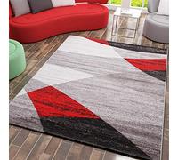 VIMODA Moderne Salon Tapis Géométrique Motif Moucheté Marron Beige - Öko Tex Certifié - Rouge, 80x250 cm
