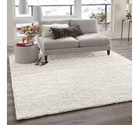 VIMODA Prime Poils Longs Shaggy Tapis Blanc Poils Longs Poil Long Tapis Modernes pour Salon Chambre À Coucher Crème, 150 cm carré