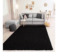 VIMODA Prime Tapis Shaggy Couleur Shaggy Poils Tapis Moderne pour Salon Chambre, Dimensions: 150 cm Carré - Noir, 70x140 cm