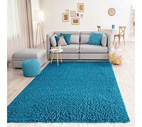 VIMODA Prime Tapis Shaggy Couleur Shaggy Poils Tapis Moderne pour Salon Chambre, Dimensions: 150 cm Carré - Turquoise, 150 cm carré