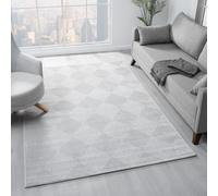 VIMODA Tapis de salon, chambre à coucher à poils courts - Design Baklava - Effet très profond - Moderne 3D - Couleur : gris - Dimensions : 200 x 290 cm