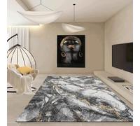 VIMODA Tapis moderne avec aspect marbre dans les tons gris et dorés pour le salon, dimensions : 200 x 290 cm