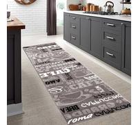 VIMODA Tapis Moderne Tapis de Cuisine Cuisine Coureur Café Gris Noir Blanc en Sens Inverse - Noir, 80x250 cm