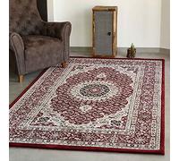 VIMODA tibet0146 Tapis Classique à Motifs Cercle, Dich Tissé, Orient Motif,Top Qualité - Rouge, 120 x 170 cm