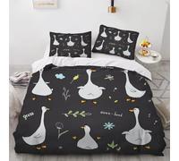 VIMOOR Animaux De Dessin Animé Housse de Couette 140x200 Enfant Fille Garçon Noir 3D Parure de Lit 1 Personnes en Microfibre Linge de Lit 3 Pièces avec Fermeture Éclai et 2 Taie d'oreiller 50x75