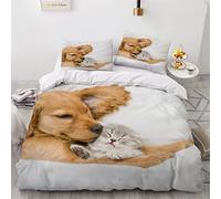 VIMOOR Cocker Anglais Housse de Couette 220x240 Adulte Enfant Mignon Animal Compagnie 3D Parure de Lit 2 Personnes en Microfibre Linge de Lit 3 Pièces avec Fermeture Éclai et 2 Taie d'oreiller 50x75