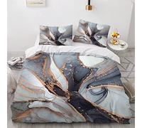 VIMOOR Marbre Housse de Couette 200x200 Enfant Fille Garçon Gris Or 3D Parure de Lit 2 Personnes en Microfibre Linge de Lit 3 Pièces avec Fermeture Éclai et 2 Taie d'oreiller 50x75