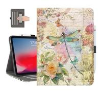 Vimorco Étui pour iPad 10e génération 10,9" 2022, Porte-Crayon avec dragonne et Poche, Support de visualisation Multi-Angle, Coque en Cuir PU, Fonction Veille/réveil Automatique, Libellule