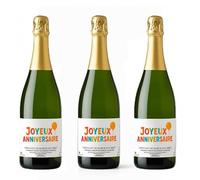 Vin blanc moelleux Fruité CRÉMANT DE BORDEAUX BRUT - Bouteille de vin personnalisée Texte, Logo & Image [ Vins blancs 100% Sémillon ] (x3)