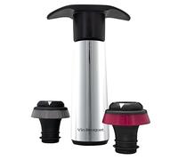 Vin Bouquet FIC 1308 pompe à vide manuelle click inox avec 2 bouchons indicateur sonore accessoires vin conserver vin