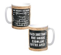 Vin de France Lotto 12 Mug Au Menu Ce Soir, H 9.5- D 8 cm