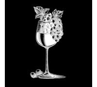vin de raisin avec verre style de gravure vintage dessiné à la main et clipart Stickers muraux 34x68.4cm Étanche Blanc