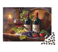 Vin et Raisins Puzzles 1000 Pièces Papier recyclé pour Adultes Puzzle pour Adultes Impossible Difficile Stimulant Activité Amusante pour la Maison 52x38cm/1000pcs