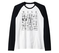 Vin Making Wine Lover Sommelier Vintage Brevet Print Manche Raglan