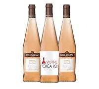 Vin rosé BOULAOUANE 75 outeille de vin personnalisée avec Texte & Image [ Etiquette bouteille personnalisable ] (3 bouteilles)