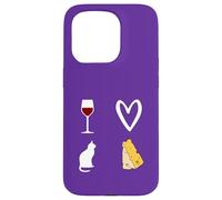 Vin Rouge, Chat et Fromage Voila ce Que J'aime Femme Homme Coque pour iPhone 15 Pro