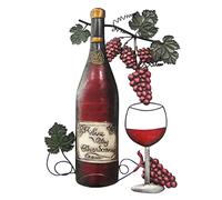 VIN Vigne Verre Bouteille Dégustation Décoration Murale en Métal Applique de 48cm