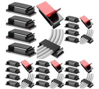Vinabo 10 Pcs Auto-adhésifs, Management, Support, Gestion Clips Durable, pour TV, PC, Ordinateur Portable, Câble Ethernet, Maison, Bureau, (Noir) (Lot de 5)