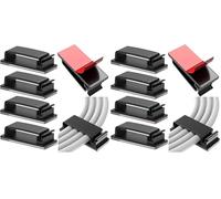 Vinabo 10 Pcs Auto-adhésifs, Management, Support, Gestion Clips Durable, pour TV, PC, Ordinateur Portable, Câble Ethernet, Maison, Bureau, (Noir) (Lot de 2)