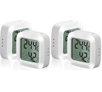 Vinabo 2 pièces Petit Thermomètre Hygromètre Intérieur Digital à Haute Précision, Indicateur Niveau de Confort pour Bureau,Chambre de bébé Vestiaire (Lot de 2)