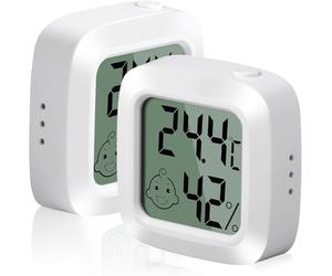 Vinabo 2 pièces Petit Thermomètre Hygromètre Intérieur Digital à Haute Précision, Indicateur Niveau de Confort pour Bureau,Chambre de bébé Vestiaire (Lot de 5)