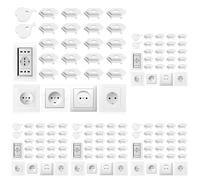 Vinabo 20PCS Cache Prise Bébé avec 2 Clés, Cache Prise Electrique Universal pour Securite Enfant, Protection Prise Electrique Bebe pour Domestique (Blanc) (Lot de 5)
