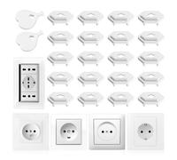 Vinabo 20PCS Cache Prise Bébé avec 2 Clés, Cache Prise Electrique Universal pour Securite Enfant, Protection Prise Electrique Bebe pour Domestique (Blanc)